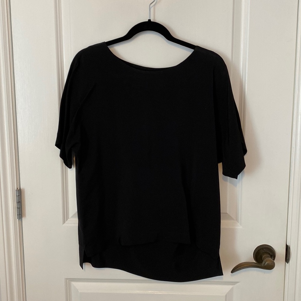 Tibi black boxy top silk